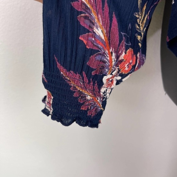 Patrons of Peace Floral Cardigan Boho Artsy Blue Long Sleeve Shawl Womens Medium - Picture 6 of 11